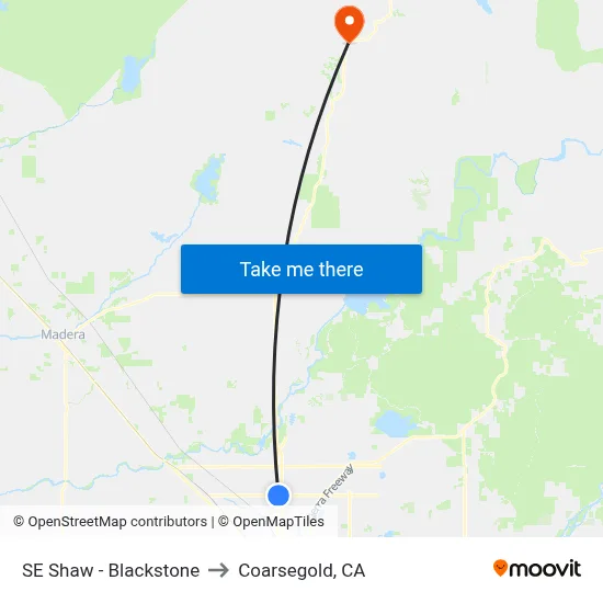 SE Shaw - Blackstone to Coarsegold, CA map
