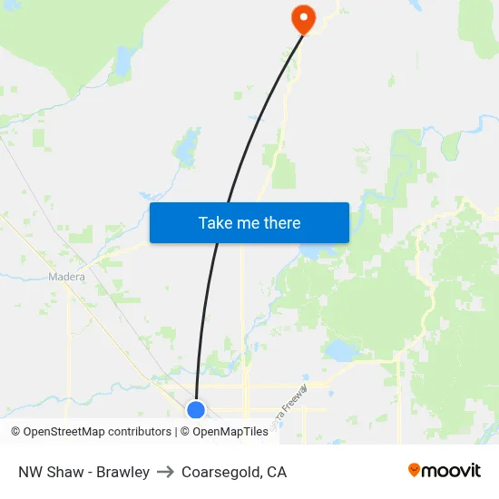 NW Shaw - Brawley to Coarsegold, CA map