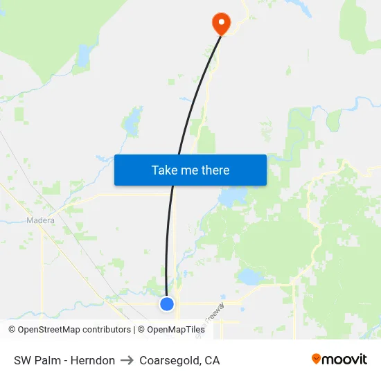 SW Palm - Herndon to Coarsegold, CA map