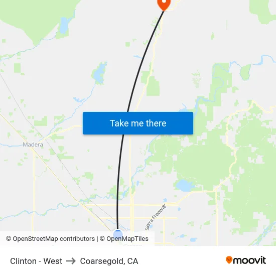 Clinton - West to Coarsegold, CA map