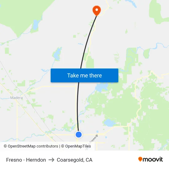 Fresno - Herndon to Coarsegold, CA map