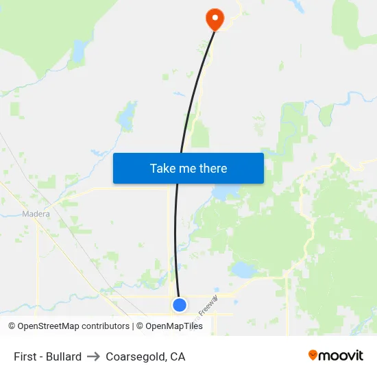First - Bullard to Coarsegold, CA map
