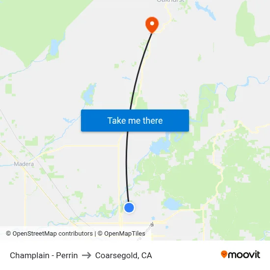 Champlain - Perrin to Coarsegold, CA map