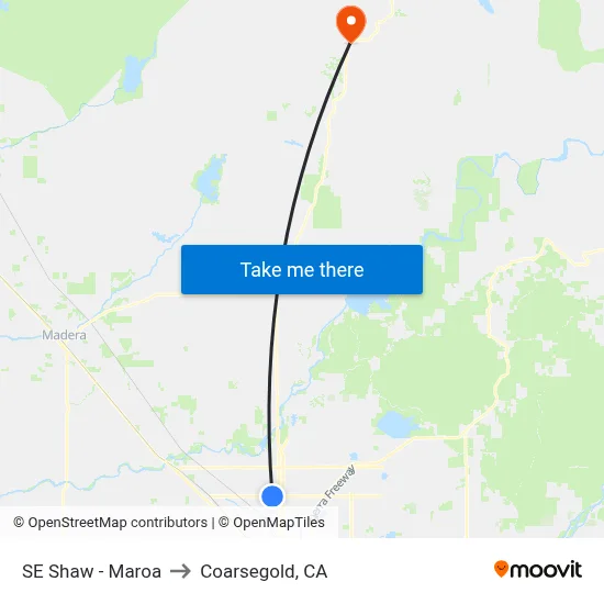 SE Shaw - Maroa to Coarsegold, CA map