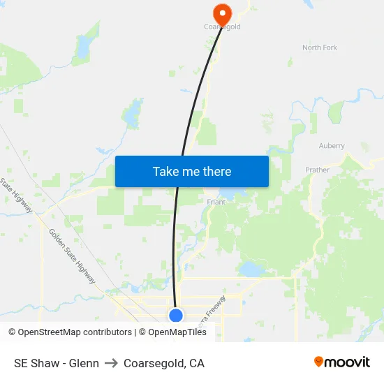 SE Shaw - Glenn to Coarsegold, CA map