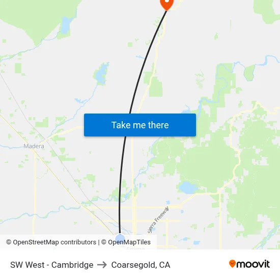 SW West - Cambridge to Coarsegold, CA map