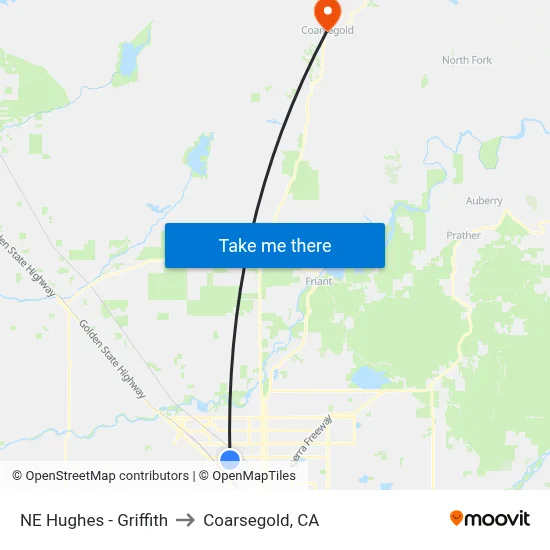 NE Hughes - Griffith to Coarsegold, CA map