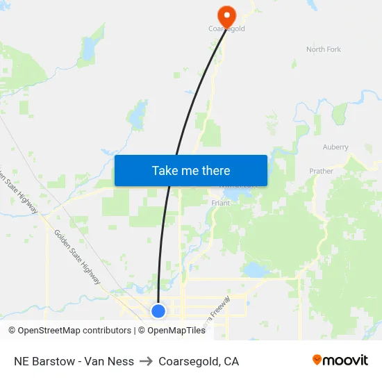 NE Barstow - Van Ness to Coarsegold, CA map