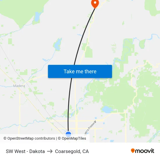 SW West - Dakota to Coarsegold, CA map