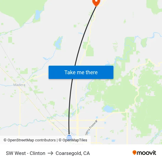 SW West - Clinton to Coarsegold, CA map