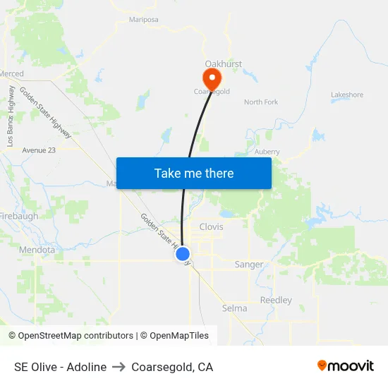 SE Olive - Adoline to Coarsegold, CA map
