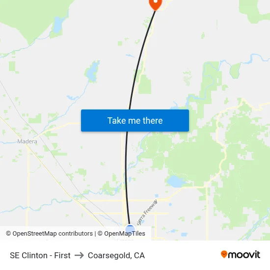 SE Clinton - First to Coarsegold, CA map