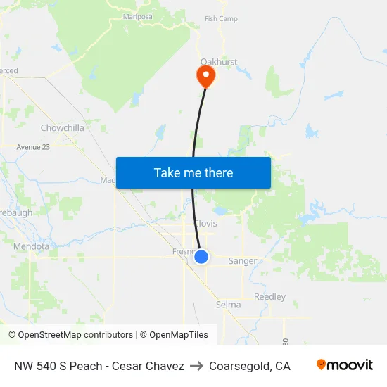 NW 540 S Peach - Cesar Chavez to Coarsegold, CA map