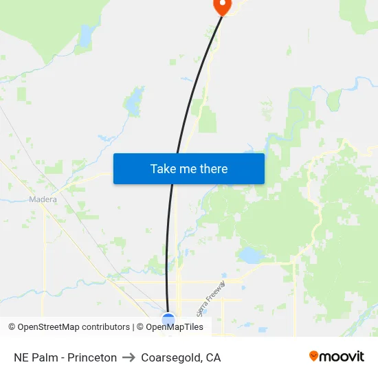 NE Palm - Princeton to Coarsegold, CA map