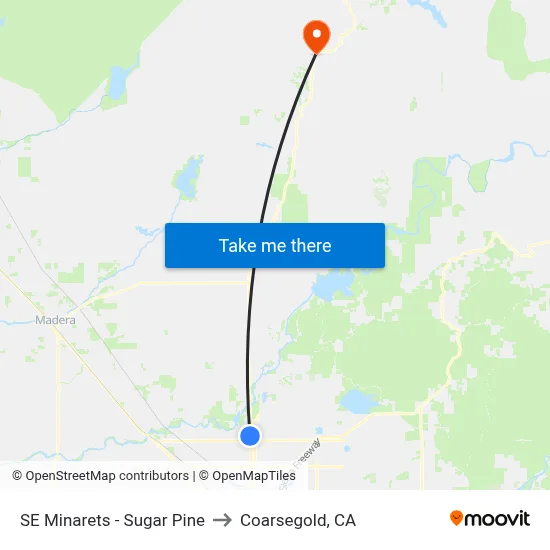SE Minarets - Sugar Pine to Coarsegold, CA map