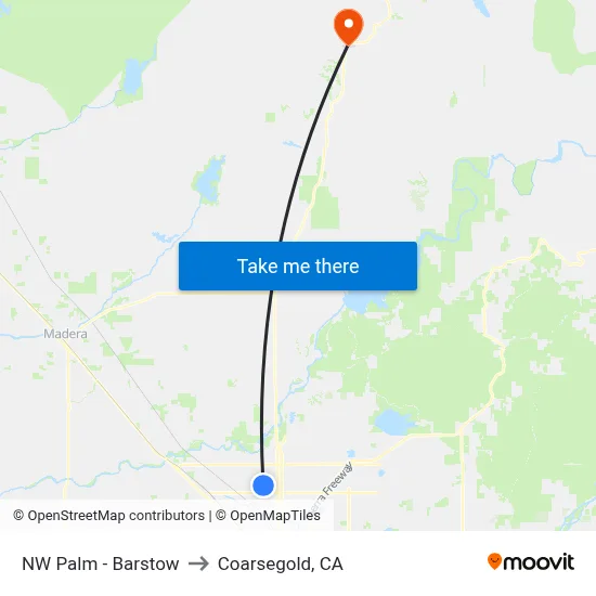 NW Palm - Barstow to Coarsegold, CA map