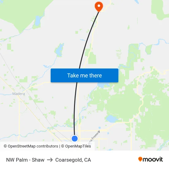 NW Palm - Shaw to Coarsegold, CA map