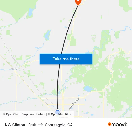 NW Clinton - Fruit to Coarsegold, CA map