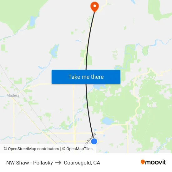 NW Shaw - Pollasky to Coarsegold, CA map