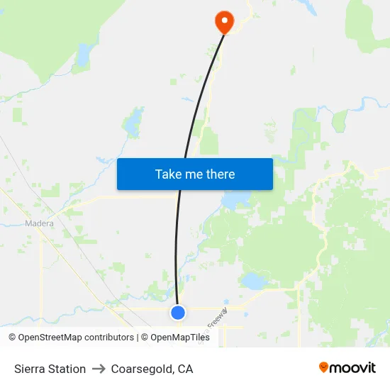 Sierra Station to Coarsegold, CA map