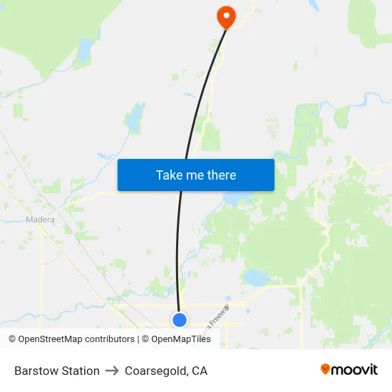 Barstow Station to Coarsegold, CA map