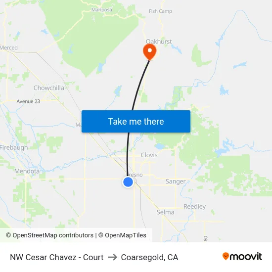 NW Cesar Chavez - Court to Coarsegold, CA map