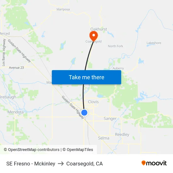 SE Fresno - Mckinley to Coarsegold, CA map