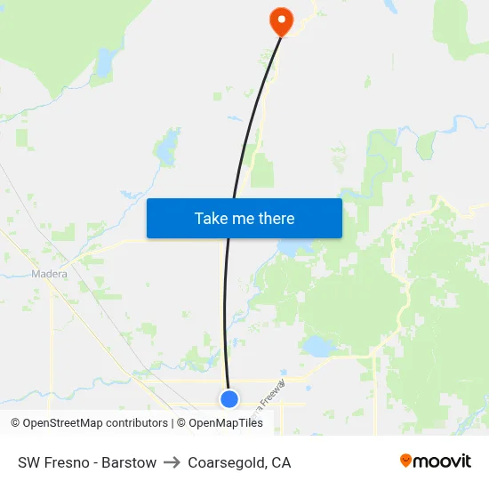 SW Fresno - Barstow to Coarsegold, CA map
