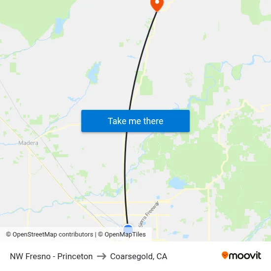 NW Fresno - Princeton to Coarsegold, CA map