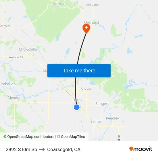 2892 S Elm Sb to Coarsegold, CA map