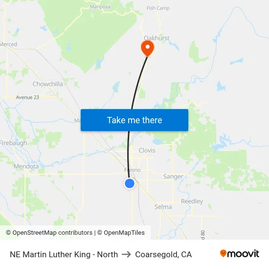 NE Martin Luther King - North to Coarsegold, CA map