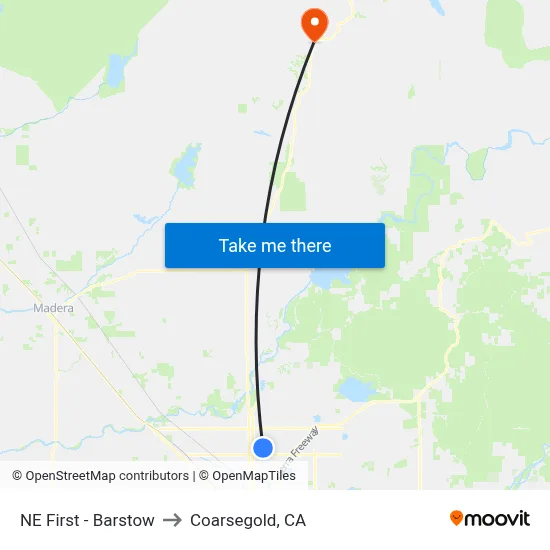 NE First - Barstow to Coarsegold, CA map