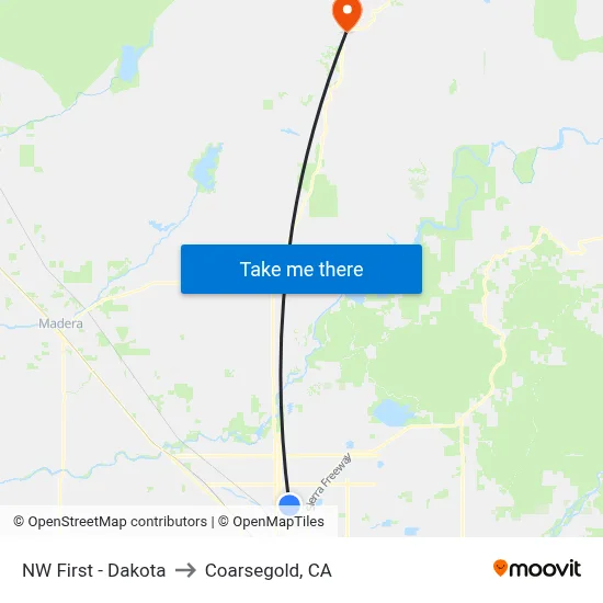 NW First - Dakota to Coarsegold, CA map