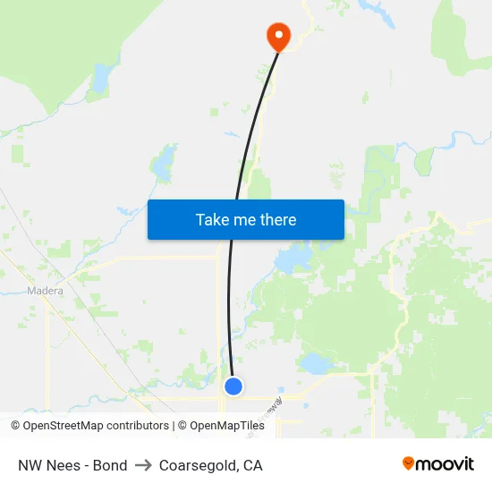 NW Nees - Bond to Coarsegold, CA map