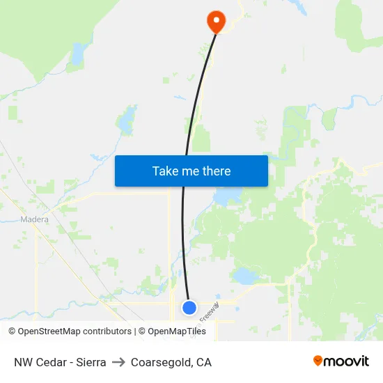 NW Cedar - Sierra to Coarsegold, CA map