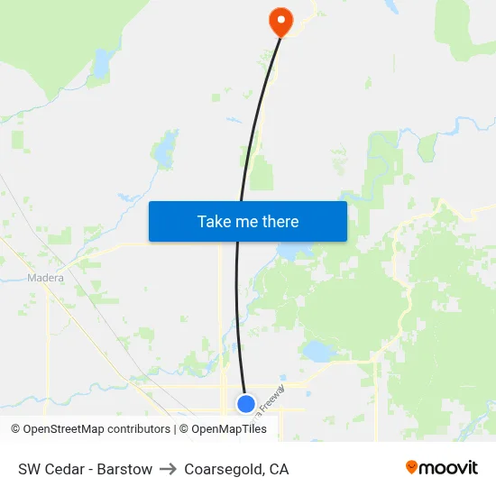 SW Cedar - Barstow to Coarsegold, CA map
