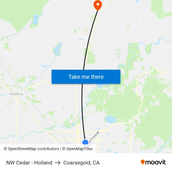 NW Cedar - Holland to Coarsegold, CA map