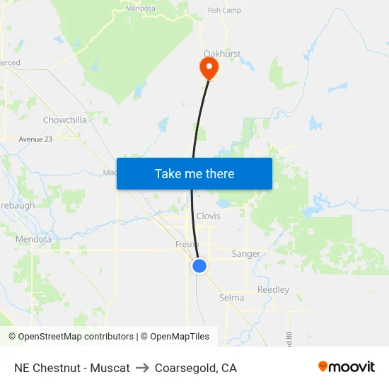 NE Chestnut - Muscat to Coarsegold, CA map