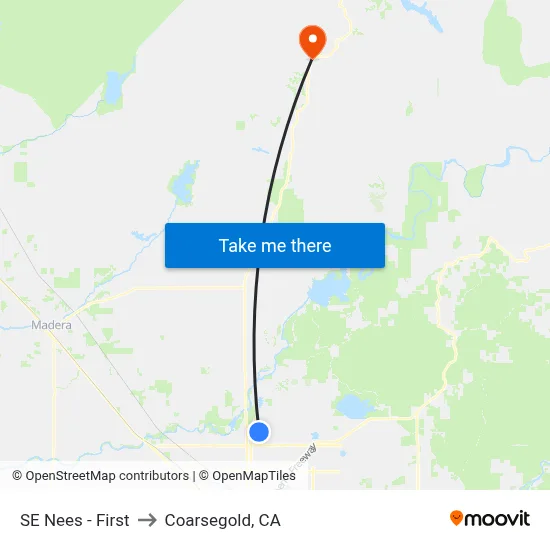SE Nees - First to Coarsegold, CA map