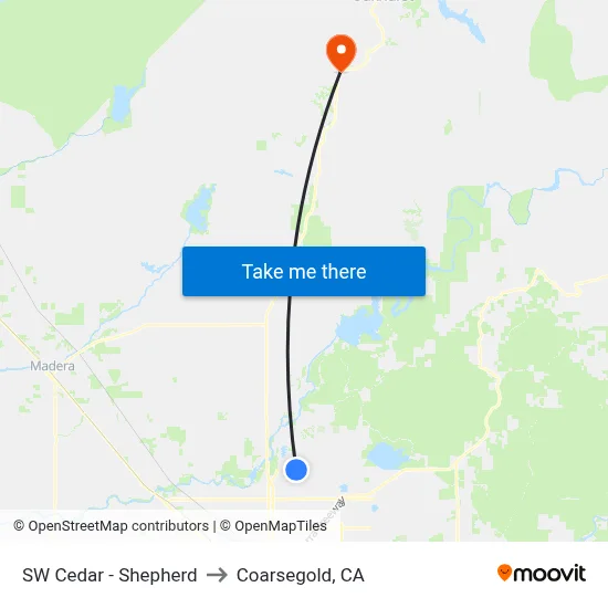 SW Cedar - Shepherd to Coarsegold, CA map