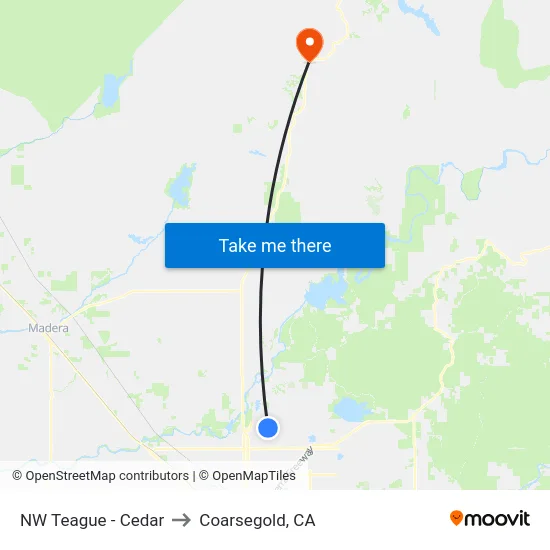 NW Teague - Cedar to Coarsegold, CA map
