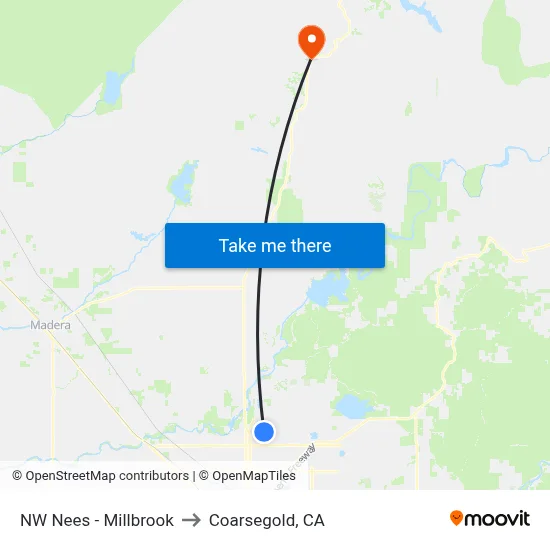 NW Nees - Millbrook to Coarsegold, CA map