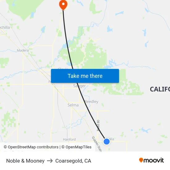 Noble & Mooney to Coarsegold, CA map
