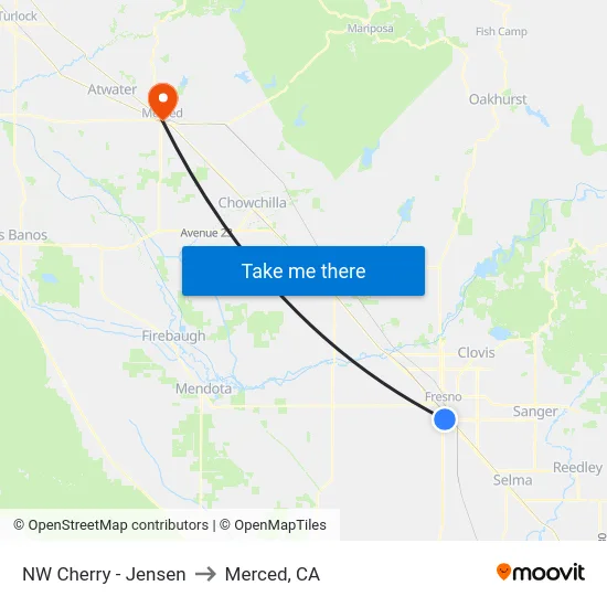 NW Cherry - Jensen to Merced, CA map