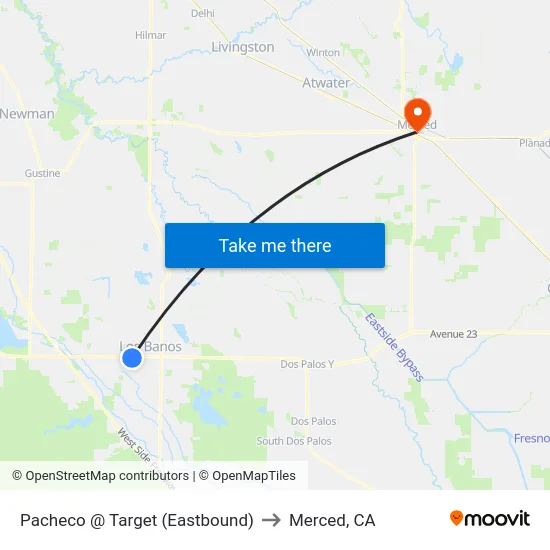 Pacheco @ Target (Eastbound) to Merced, CA map