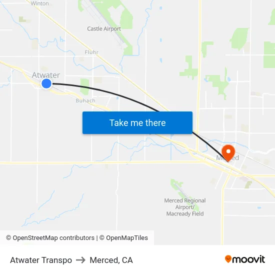 Atwater Transpo to Merced, CA map