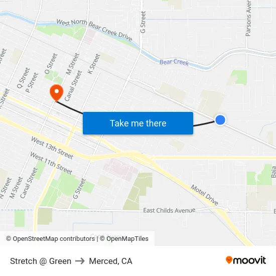 Stretch @ Green to Merced, CA map