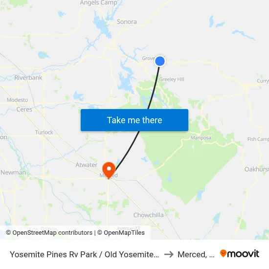 Yosemite Pines Rv Park / Old Yosemite Road to Merced, CA map