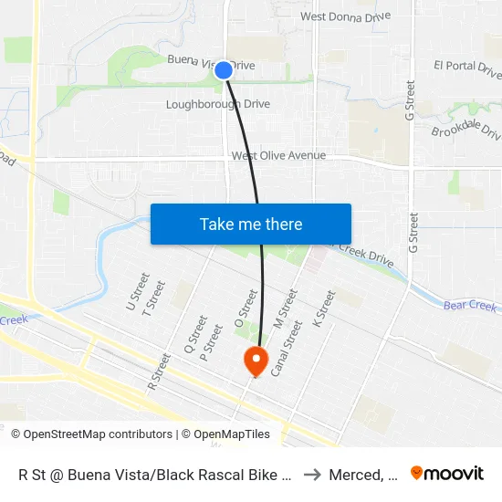 R St @ Buena Vista/Black Rascal Bike Path to Merced, CA map