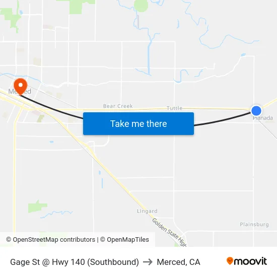 Gage St @ Hwy 140 (Southbound) to Merced, CA map
